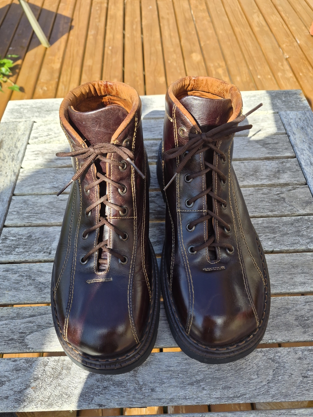 Vintage Y2K ALDO Leather Bowling Boots Made In Bulgaria Lug Sole 43 (10)